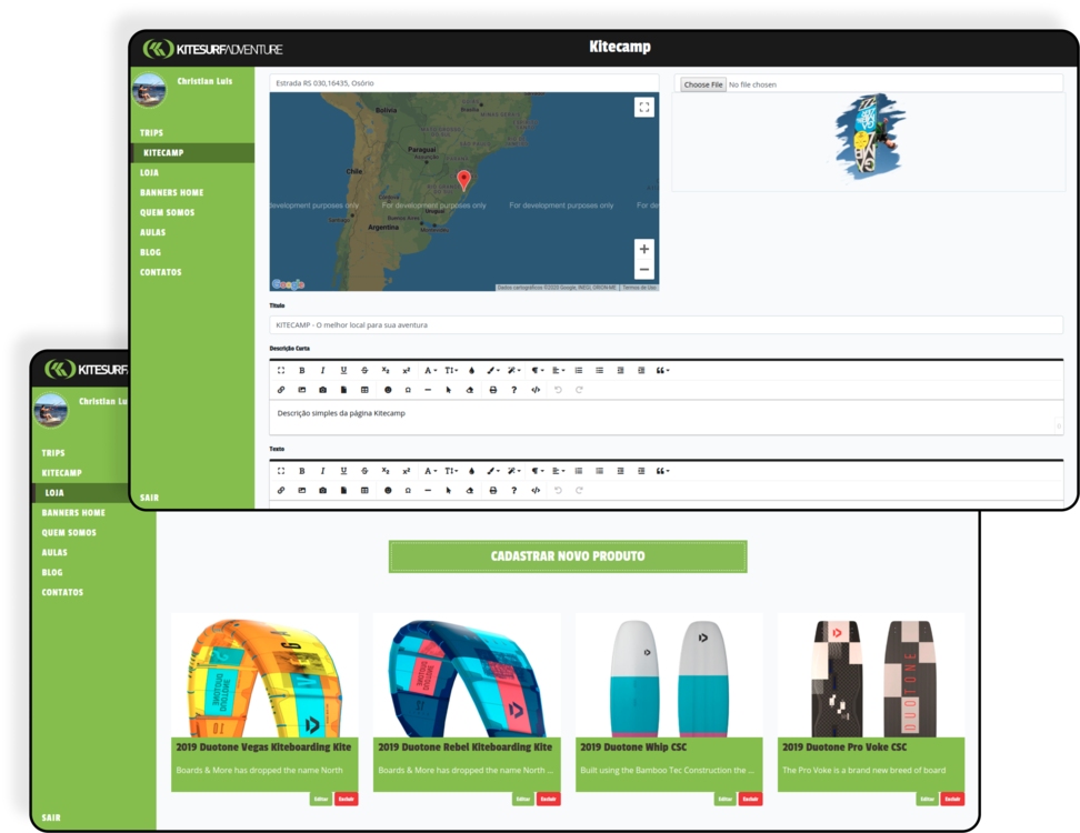 Painel Administrativo CMS Kitesurf